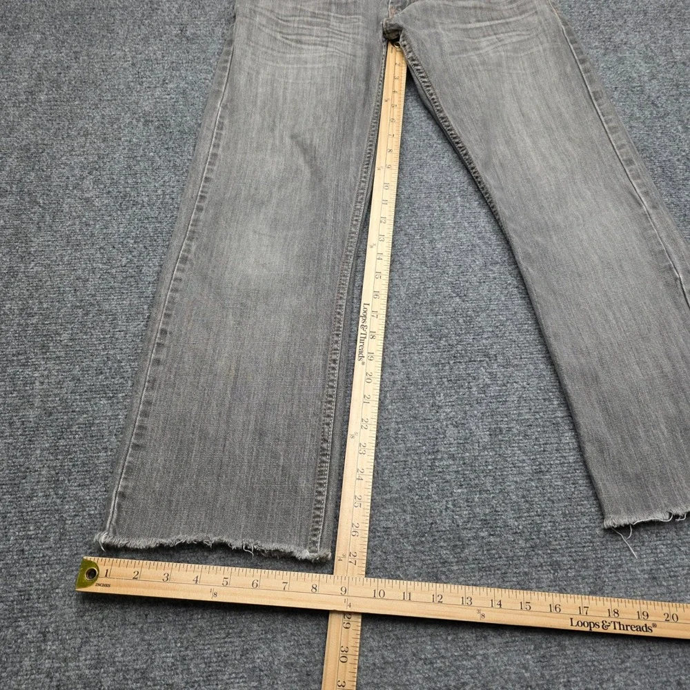 Levi's 514 Slim Straight Jeans‎ Mens Gray Denim Cut Off Raw Hem Gray 34 x 27